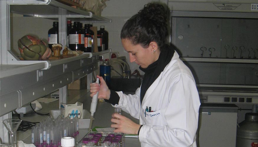 Cristina Guerra Rivas, en uno de los laboratorios del GIR Produccin y Alimentacin de Rumiantes de la UVa