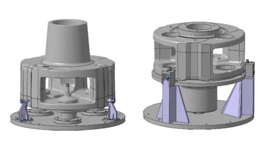 Figura 2. Fase 1 (izquierda), Fase 2 (derecha) del mecanizado del porta-satlites de Gamesa