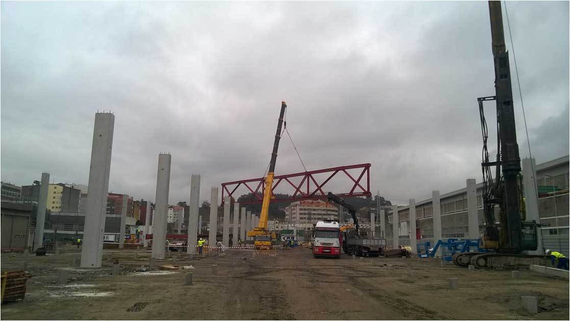 Vista de la obra preparada para colocacin de estructuras