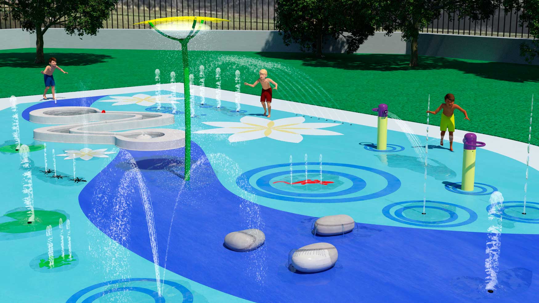 Proyecto de Splashpark urbano con temtica naturaleza que est ejecutando Isaba en Mijas