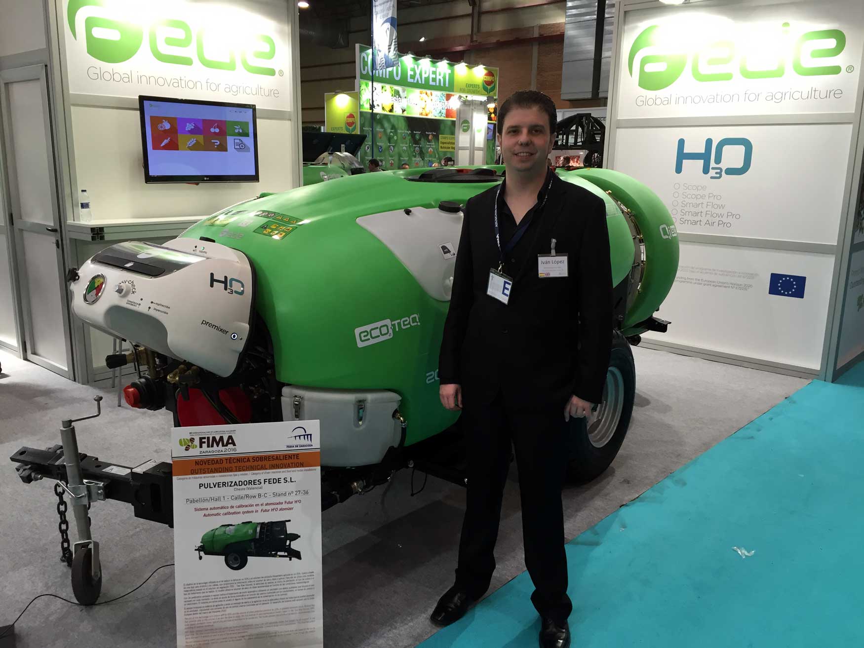 Ivn Lpez, director de Marketing, de Pulverizadores Fede, junto al atomizador con el sistema H3O