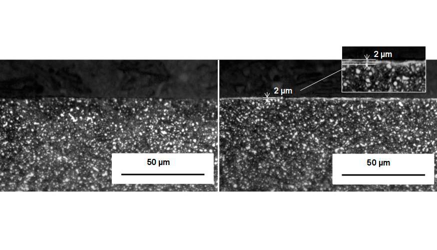 Figura 2. Aspecto de la capa blanca (a) ausencia de capa blanca (b) presencia de capa blanca. (Procedia Engineering Vol...