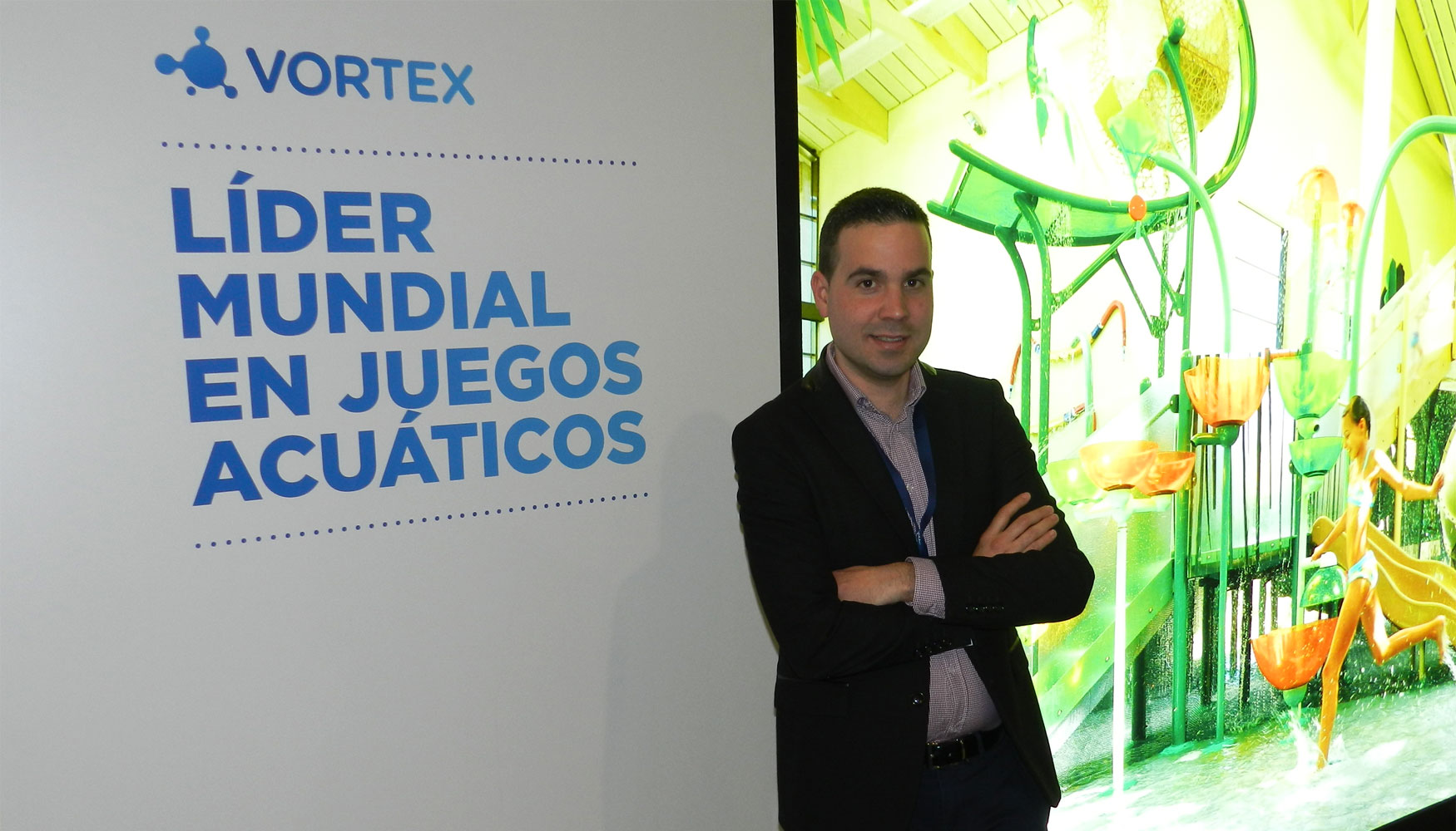 Rafa Snchez, director de Desarrollo de Negocio de Vortex International en Espaa, en el stand de la compaa en Expoalcalda-Tecnodeporte 2016...