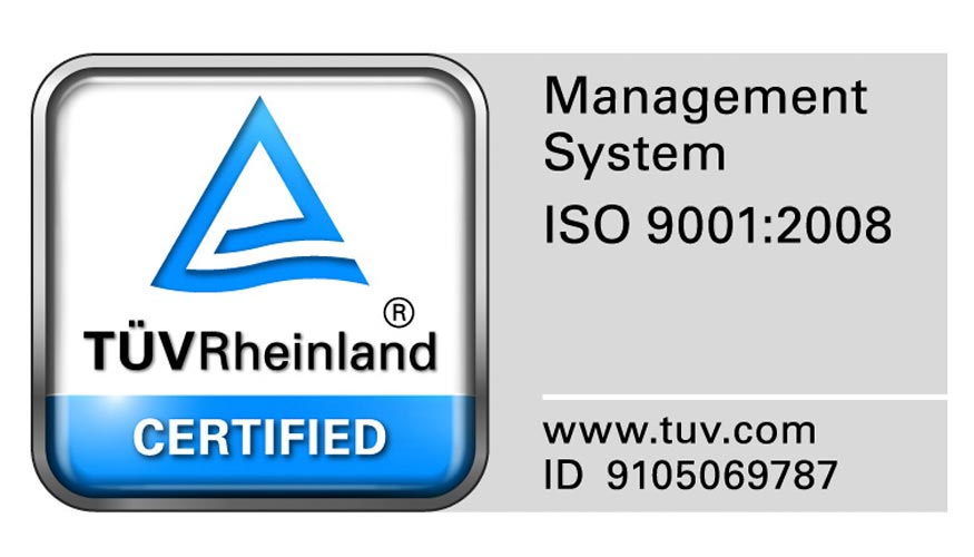 Certificado ISO 9001:2008 del TV Rheinland, otorgado a Recasens