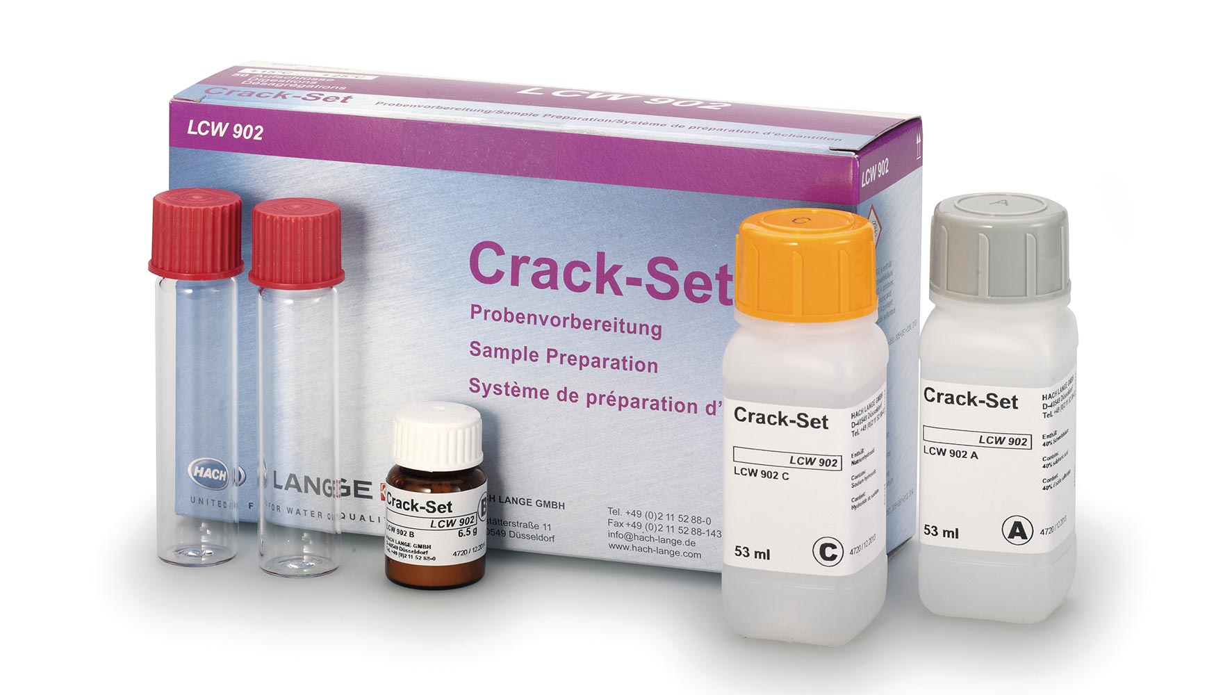 Crack Set LCW902 con cido, agente oxidante y solucin tampn