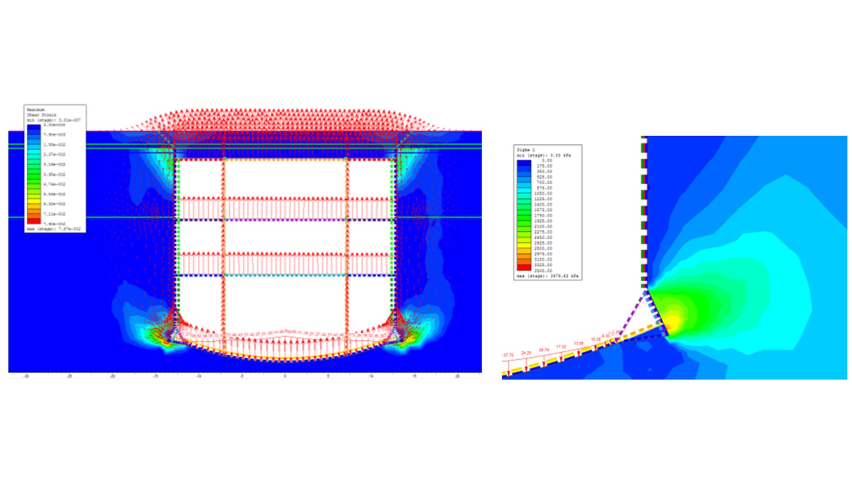 Ejemplo de modelo numrico (Phase) para el estudio de interaccin terreno-estructura teniendo en cuenta la subpresin