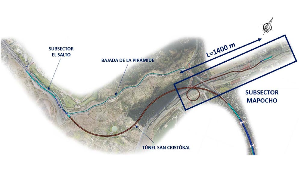 Figura 3: Planta de trazado del Proyecto referencial para el Ramal del Mapocho