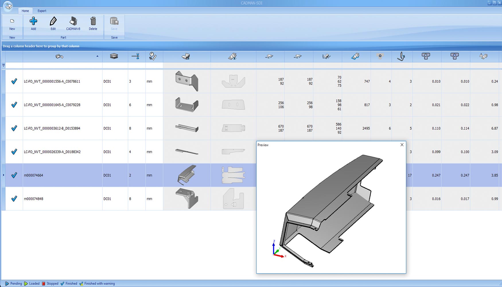 Un archivo de dibujo CAD se importa al mdulo con una accin simple de arrastrar y soltar