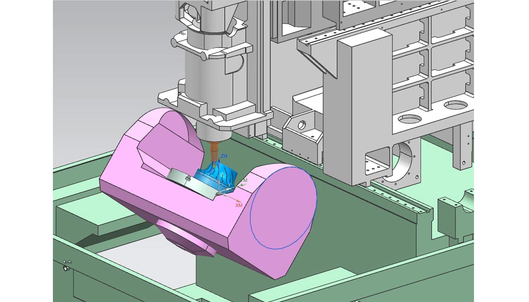 Simulacin cinemtica en NXTM del mecanizado de un impeller en un centro de mecanizado de cinco ejes IBARMIA ZV25/U600 (UPV/EHU)...