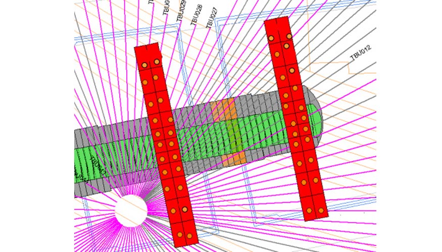 Ejemplo de propuesta de inyecci�n respetando la zona de exclusi�n de la excavaci�n del t�nel