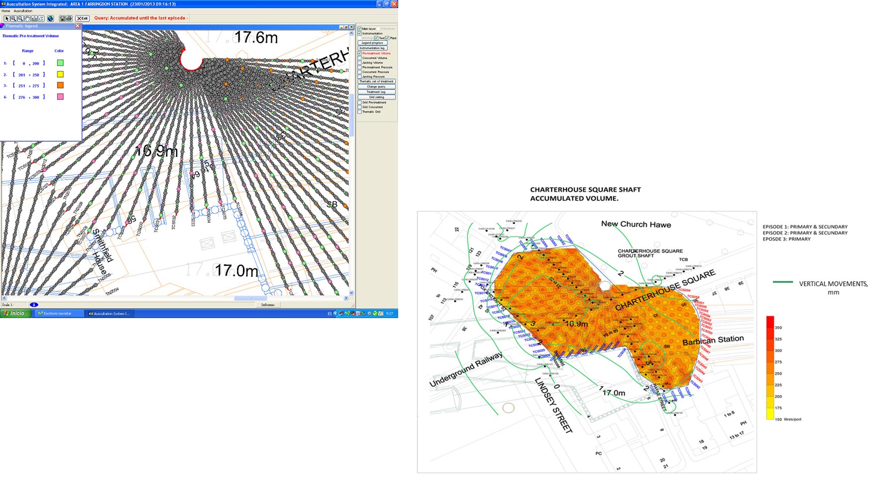 Salida del control de movimientos del programa Surfer