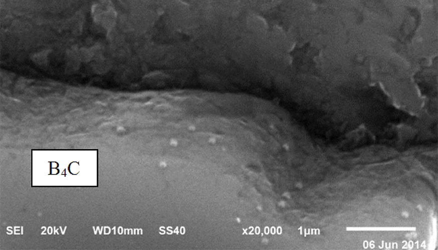 Fig. 6. Micrografa SEM de una interfase refuerzo/matriz en el AA1087- B4C