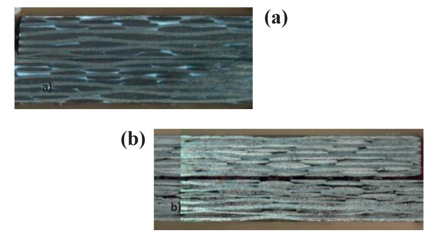  Fig. 1 Micrografa de unin soldada por ultrasonidos (a) y por unin adhesiva (b)