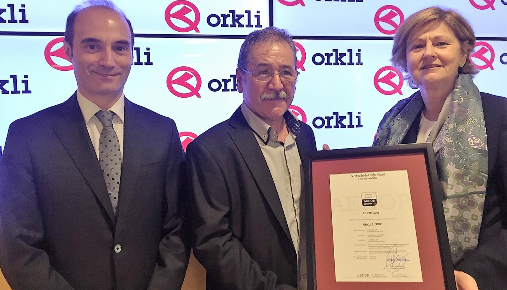 Orkli recibe el certificado Aenor de empresa saludable