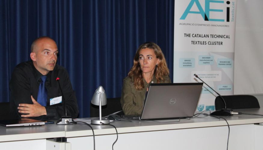 Sergi Artigas, presidente de la AEI Txtils y Slvia Carbonell, directora del CDMT