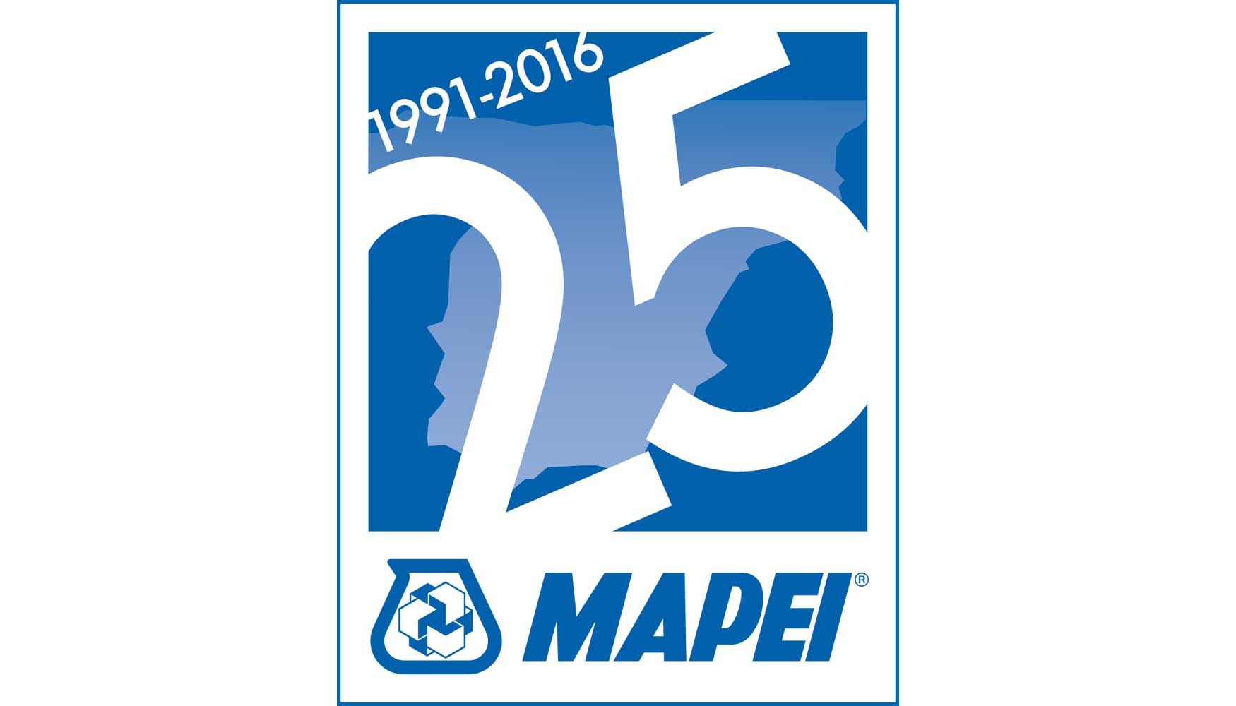 Logo conmemorativo de los 25 aos de Mapei en Espaa