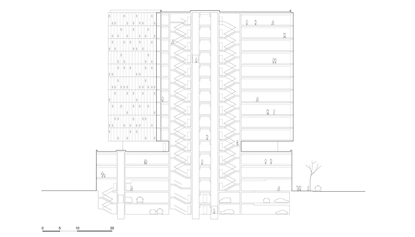 Seccin del edificio Indra. Imagen: b720 Fermn Vzquez Arquitectos