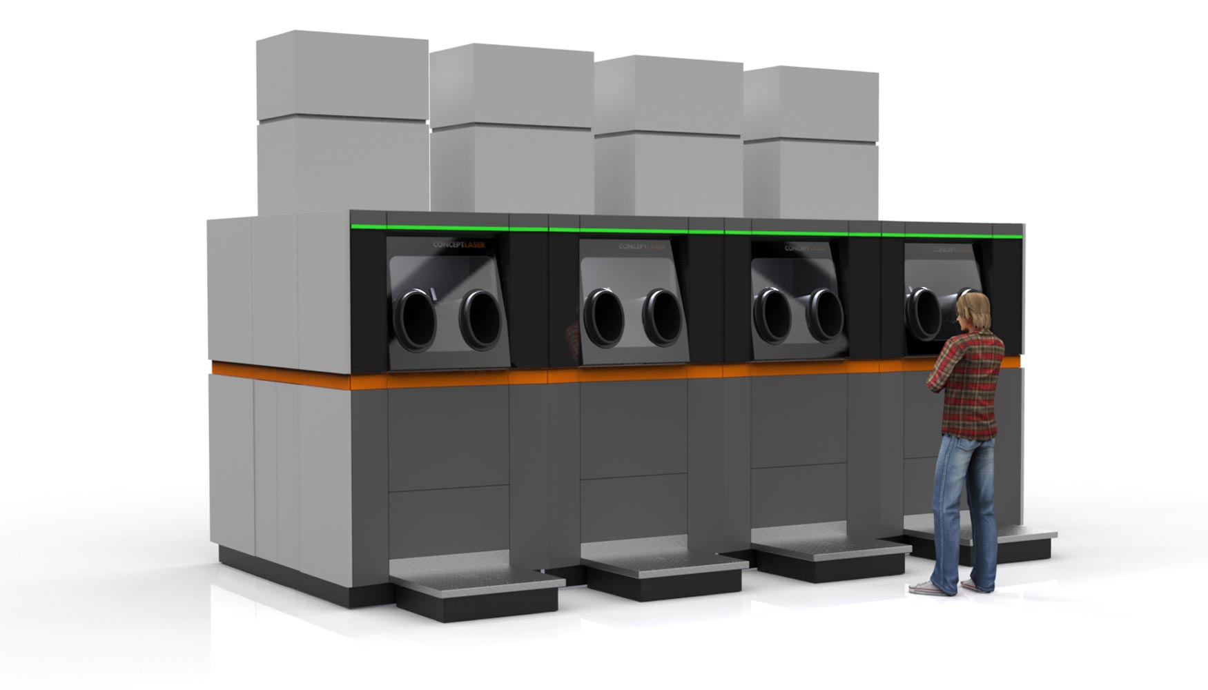 Varias estaciones de manipulacin pueden formar una unidad central de preparacin del polvo metlico. Foto: Concept Laser...