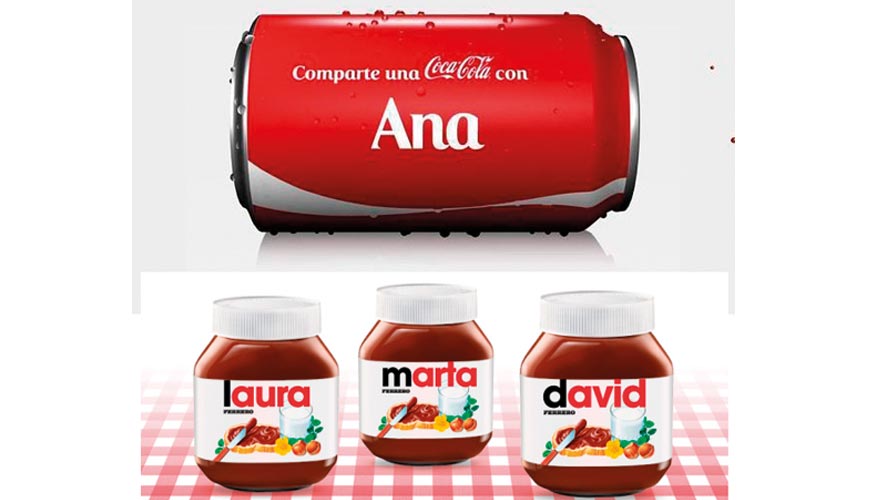 Campaas de comunicacin con envases personalizados. Fuente: Coca-Cola y Ferrero