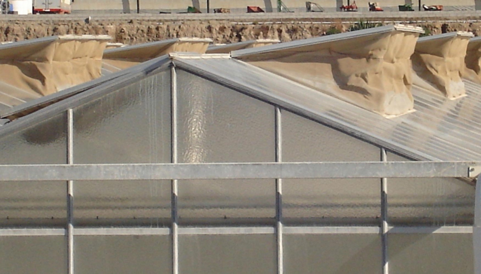 Mallas anti-insectos en las ventanas de un invernadero