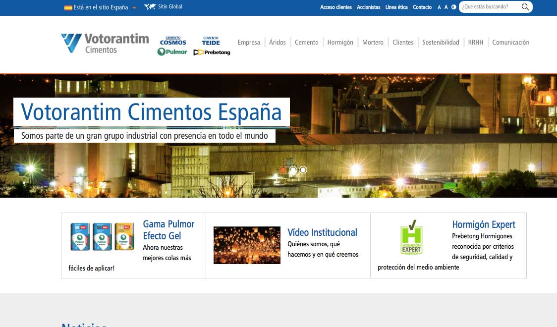 Nueva web de Votorantim Cimentos