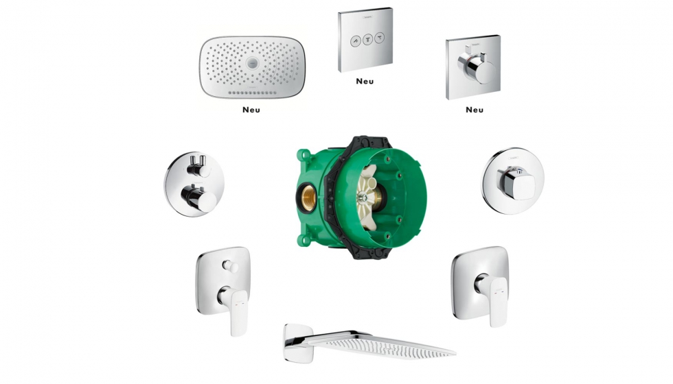 Los nuevos termostatos y grifera de ducha equipados con la tecnologa Select de Hansgrohe pueden conectarse a iBox Universal. Foto: Hansgrohe SE...