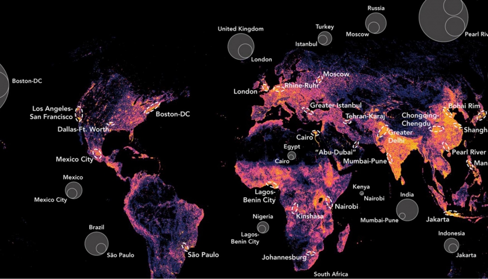 Mapa de las megaciudades mundiales