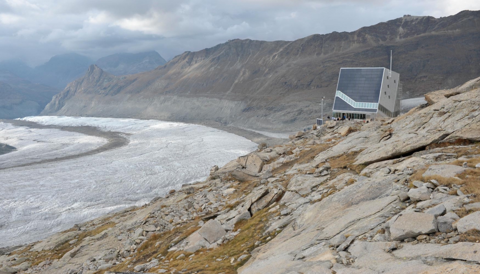 Para la nueva cabaa Monte Rosa, a 2.883 metros sobre el nivel del mar, fue necesaria una planificacin logstica detallada...