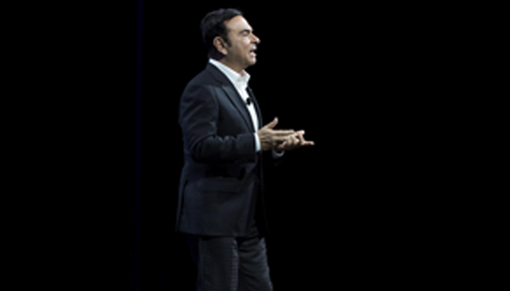 Carlos Ghosn, presidente y consejero delegado de Nissan, durante su discurso