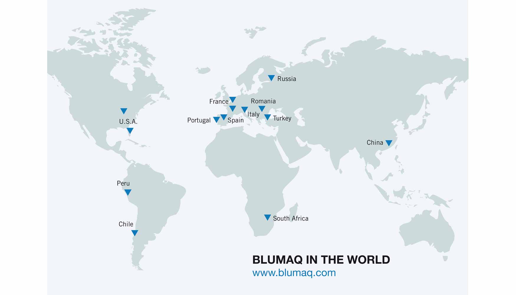 Ubicacin de las diferentes filiales de Blumaq en el mundo