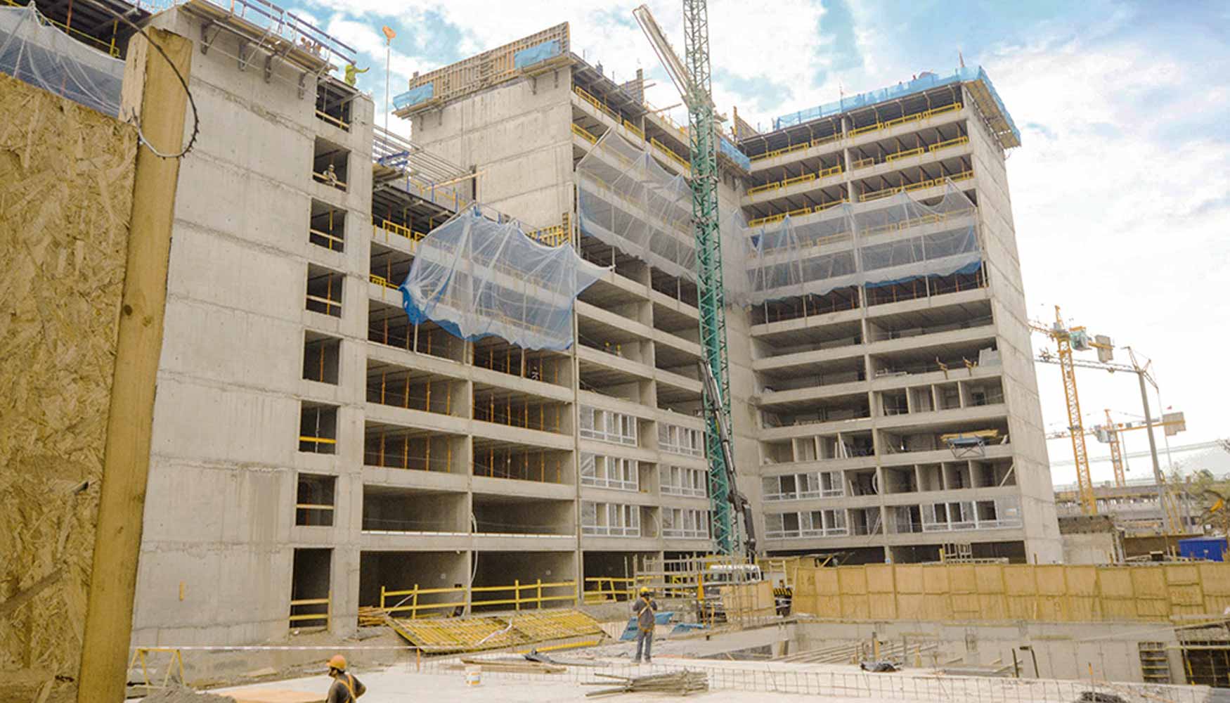 Obras de construccin del condominio Poeta Pedro Prado, de la constructora Maestra