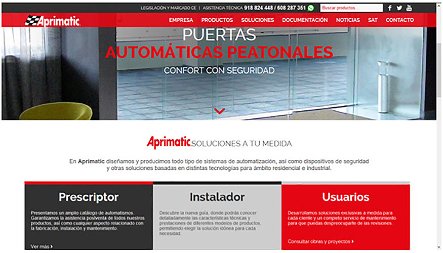 Captura de la renovada web de Aprimatic