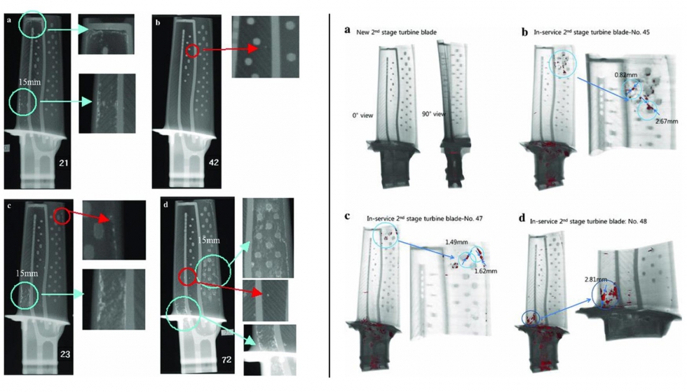 Figura 7. Resultados de la inspeccin de un labe de turbina mediante CT [25]