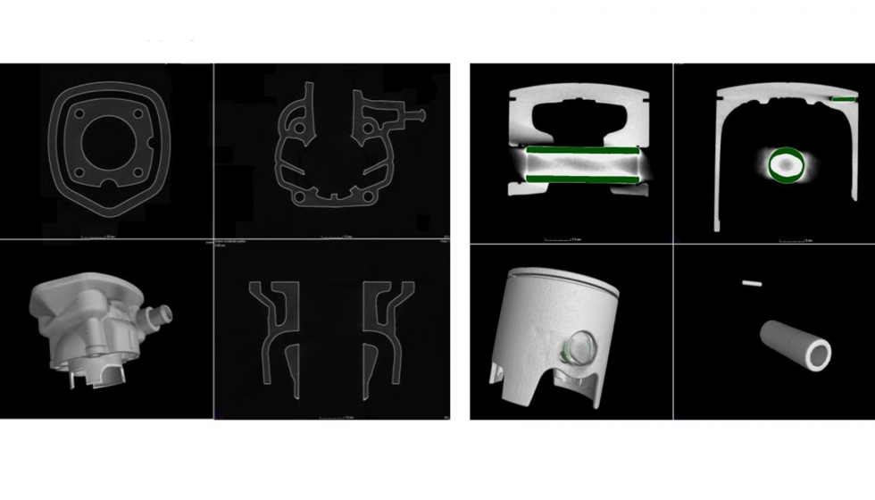 Figura 22. Tomografa del cuerpo del cilindro (izda), y del pistn (dcha)