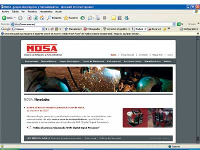 Aspecto que ofrece la web de Mosa