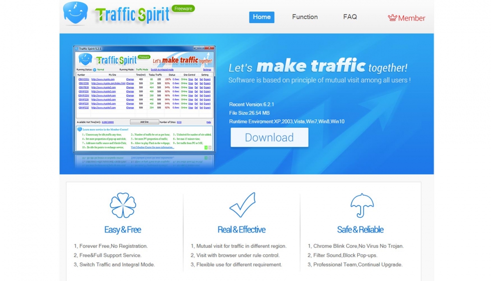 P�gina web de Traffic Spirit