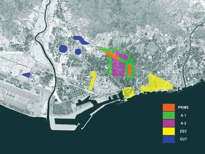 Divisi�n geogr�fica de Barcelona por zonas