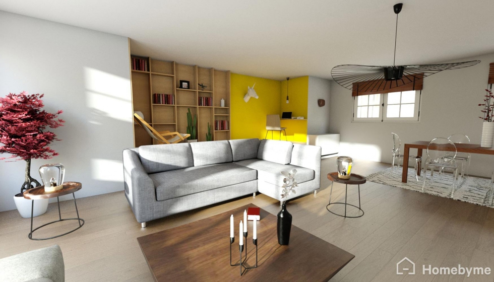 Homebyme permite, en un entorno 3D realista, pasar de una habitacin a otra, ver personalizaciones en mobiliario, suelos, paredes...