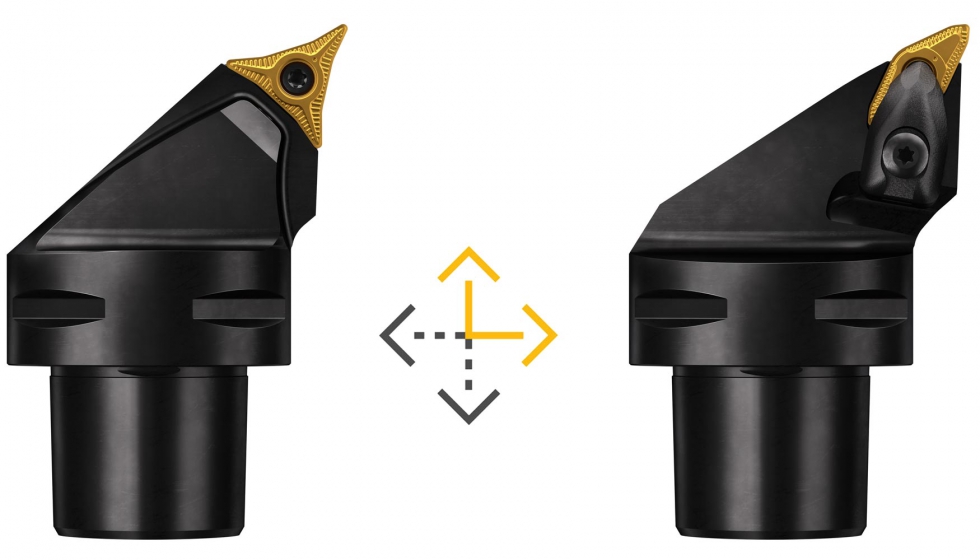El nuevo mtodo PrimeTurning y las herramientas CoroTurn Prime tipo A (imagen de la izquierda) y B (derecha) de Sandvik Coromant permiten tornear por...