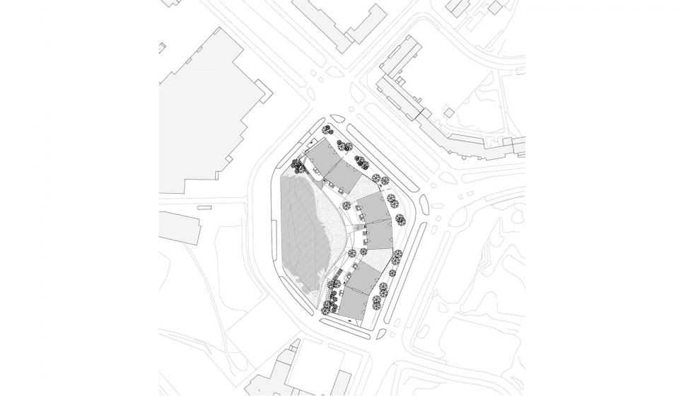 Plano de situacin del Edificio Puukuokka, diseado por el estudio finlands OOPEAA