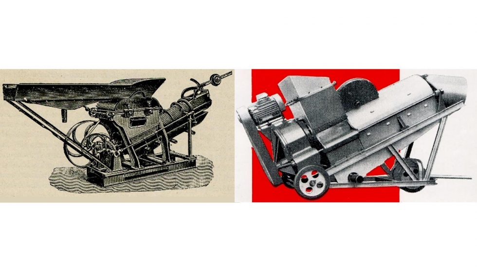 Pisadora-escurridora (Fuente: BRUNET, R., 1912) y Escurridor o semiprensa de 600 mm (Catlogo Marrodn y Rezola ao 1964)...