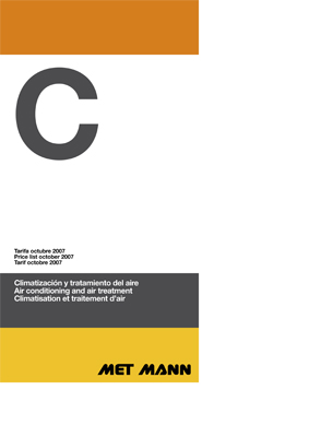 Portada de la nueva tarifa de Climatizacin y tratamiento de aire de Met-Mann