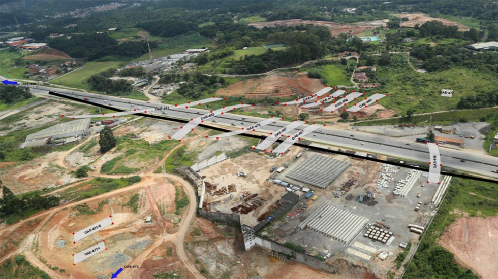 Foto 6: Superposici�n tableros de puentes sobre foto a�rea del Enlace F.D.