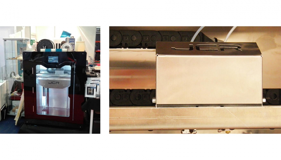 La nueva impresora JCR 600 es capaz de fabricar piezas ms grandes que las tradicionales impresoras 3D de escritorio. A la dcha...