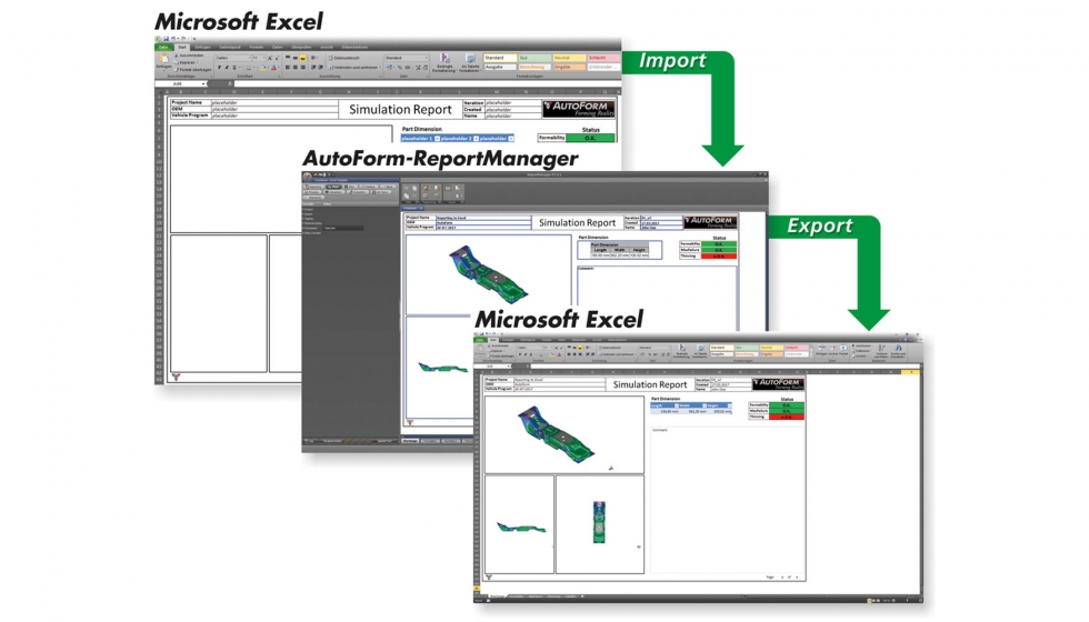 Plantillas de informes generadas en Excel pueden importarse y procesarse en AutoForm-ReportManager...