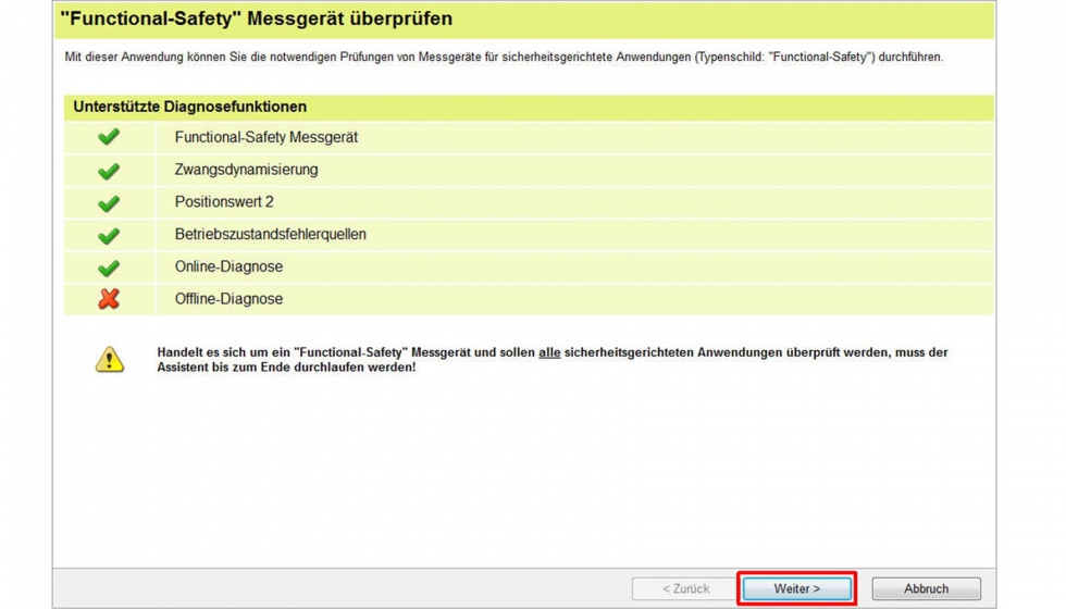 Imagen 5:  o para las funciones de diagnstico soportadas de un sistema de medida en su versin de seguridad funcional