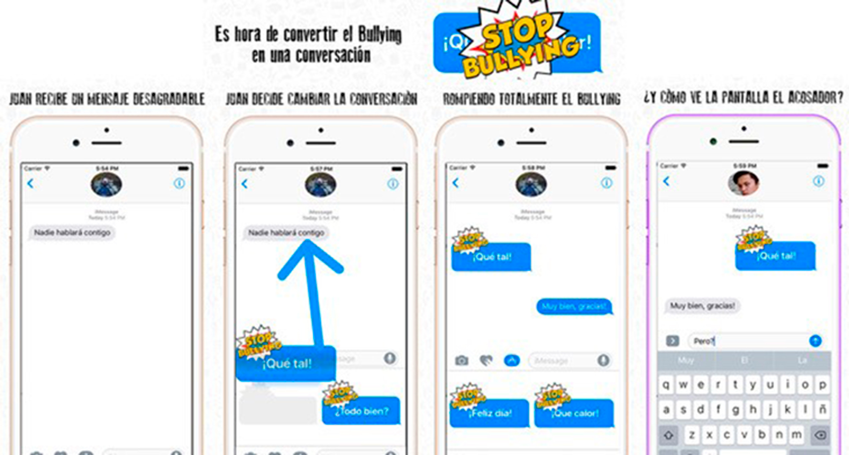 RompeBullying es una iniciativa de TokApp que convierte los mensajes ofensivos en textos agradables entre vctima y acosador...