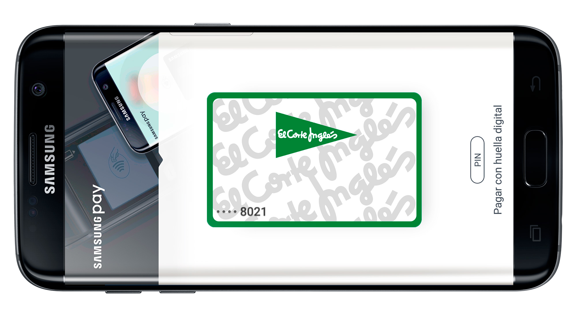 Para pagar con el smartphone, el cliente slo tiene que vincular su tarjeta de compra de El Corte Ingls con la aplicacin Samsung Pay...