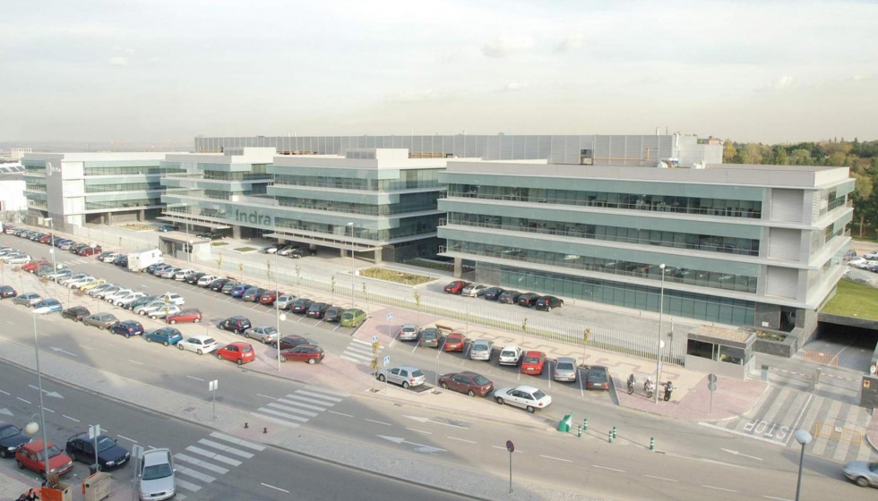 Imagen area de las oficinas centrales de Indra, ubicadas en la localidad madrilea de Alcobendas