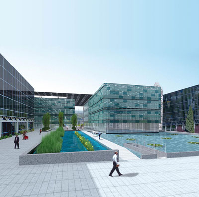 Vista del lago desde el interior del parque